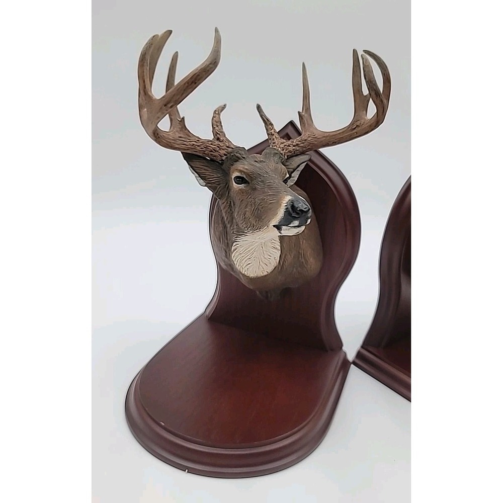 Danbury Mint Stag Deer Head Mount Buck Bookends Dennis Jones RARE - Picture 3 of 7